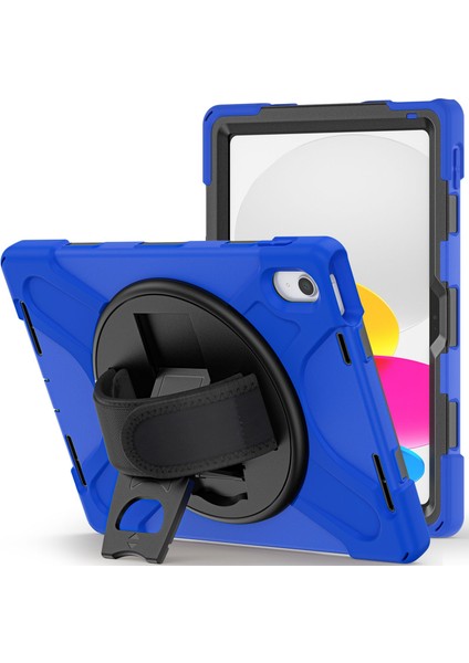 Ipad 10.9 (2022) Kickstand Pc + Silikon Tablet Kılıfı 360 Derece El Strap Shockproof Sessiz Koruyucu Kapak (Yurt Dışından)