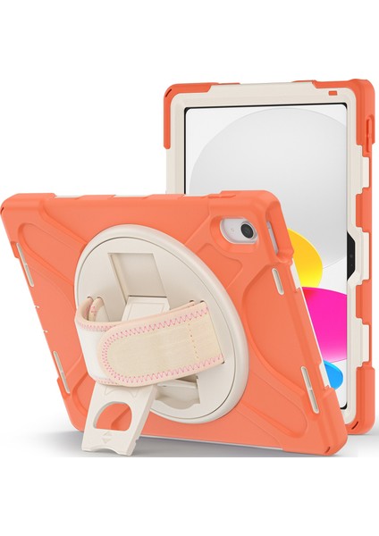 Ipad 10.9 (2022) Kickstand Pc + Silikon Tablet Kılıfı 360 Derece El Strap Shockproof Sessiz Koruyucu Kapak (Yurt Dışından)