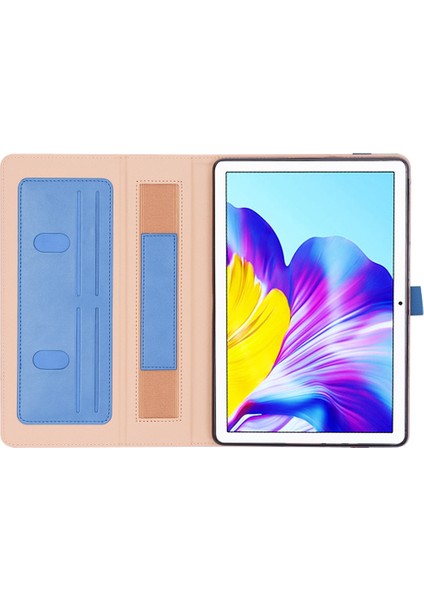 Honor Pad X8 Için Business Retro Doku Tablet Kılıf Pu Deri Kart Tutucu El Kayışı ve Elastik Bantlı Stand Kapağı (Yurt Dışından)