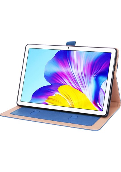 Honor Pad X8 Için Business Retro Doku Tablet Kılıf Pu Deri Kart Tutucu El Kayışı ve Elastik Bantlı Stand Kapağı (Yurt Dışından)