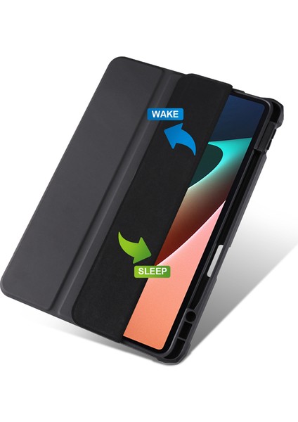 Xiaomi Pad 5 / Pad Için 5 Pro Tri-Katı Stand Tablet Kılıf Pu Deri Deri Ön Şeffaf Akrilik Arka Tam Vücut Koruyucu Kapak, Destek Otomatik Uyanma / Uyku Fonksiyonu (Yurt Dışından) fırsatları