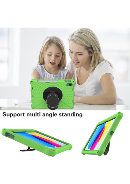 Ipad 10.9 (2022) Örümcek Web Dokusu Şok Geçirmez Eva Case 360 Derece Dönme Kickstand Kapak Omuz Kayışı Ile (Yurt Dışından)