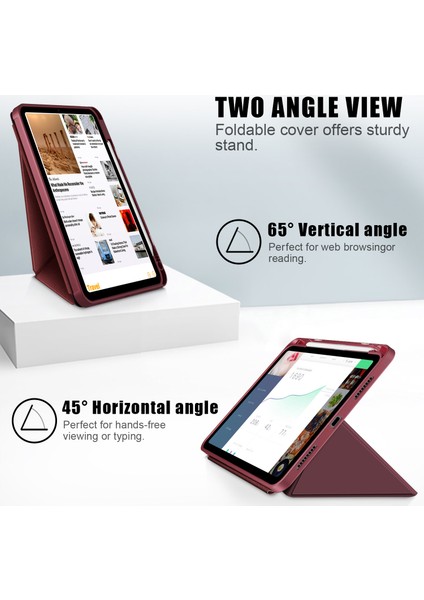 Ipad 10.9 (2022) / Ipad 10. Gen Origami Stand Pu Deri Tablet Kılıf Otomatik Uyanma / Uyku Kalemi Yuvası Koruyucu Kapak (Yurt Dışından)