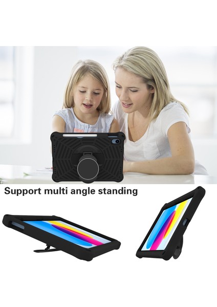 Ipad 10.9 (2022) Örümcek Web Dokusu Şok Geçirmez Eva Case 360 Derece Dönme Kickstand Kapak Omuz Kayışı Ile (Yurt Dışından) indirimleri