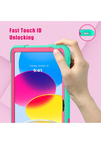 Ipad 10.9 (2022) Robot Tarzı Silikon + Pc Tablet Kılıfı Renk Kontrast Anti-Fall Kickstand Koruyucu Kasa (Yurt Dışından) modelleri