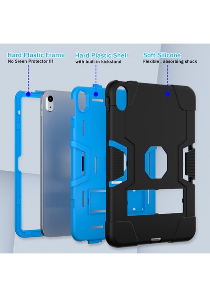 Ipad 10.9 (2022) Robot Tarzı Silikon + Pc Tablet Kılıfı Renk Kontrast Anti-Fall Kickstand Koruyucu Kasa (Yurt Dışından) fiyatları