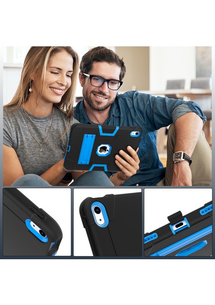 Ipad 10.9 (2022) Robot Tarzı Silikon + Pc Tablet Kılıfı Renk Kontrast Anti-Fall Kickstand Koruyucu Kasa (Yurt Dışından) fırsatları