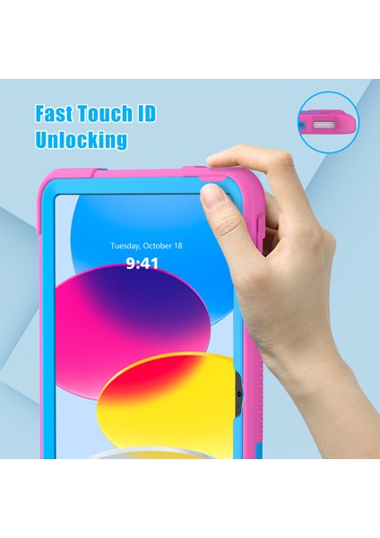 Ipad 10.9 (2022) Robot Tarzı Silikon + Pc Tablet Kılıfı Renk Kontrast Anti-Fall Kickstand Koruyucu Kasa (Yurt Dışından) modelleri
