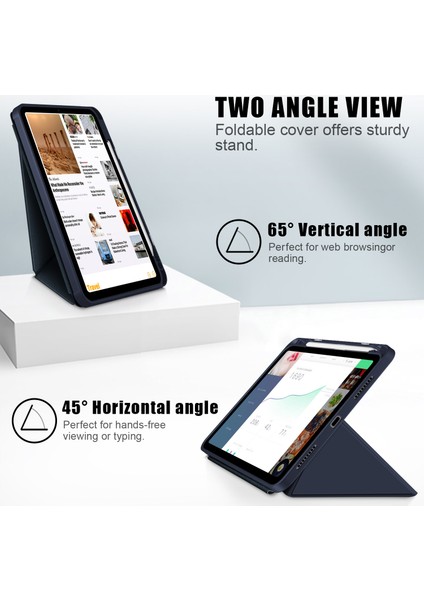 Ipad 10.9 (2022) / Ipad 10. Gen Origami Stand Pu Deri Tablet Kılıf Otomatik Uyanma / Uyku Kalemi Yuvası Koruyucu Kapak (Yurt Dışından) modelleri
