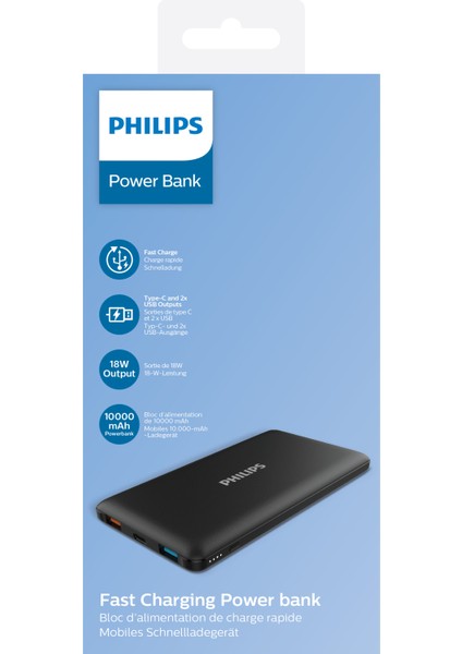 DLP1010C/00 10.000MAH Power Bank, Pd, Qc, 18W, Type-C ve 2x Usb-A Bağlantı, Siyah