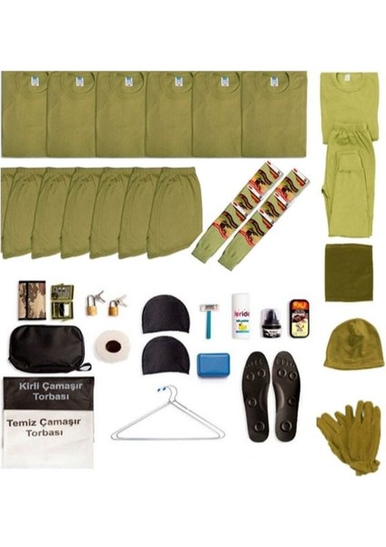 6'lı Kışlık Temel Asker Seti - Asker Malzemeleri - Bedelli ve Acemi Asker Malzemesi