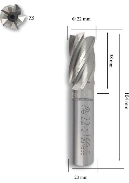 22 mm Parmak Freze Hss-Co5 Dın 844/B-N