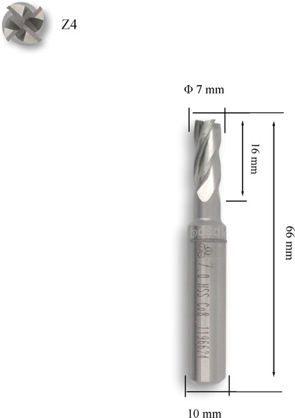 7 mm Parmak Freze Hss-Co8 Dın 844/B-N