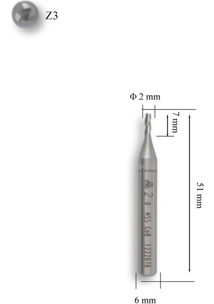 2 mm Parmak Freze Hss-Co8 Dın 844/B-N