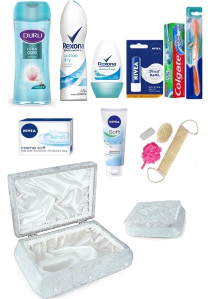 Gelin Söz Nişan Sandıgı Cilt Bakım Bohca Seti 13 Parca