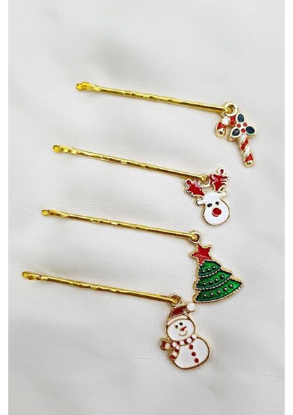 4 Adet Yılbaşı Temalı Tel Toka Seti