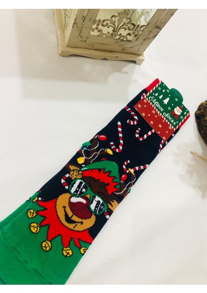 Kadın & Erkek Unisex Yeni Yıl Yılbaşı Soket Çorap