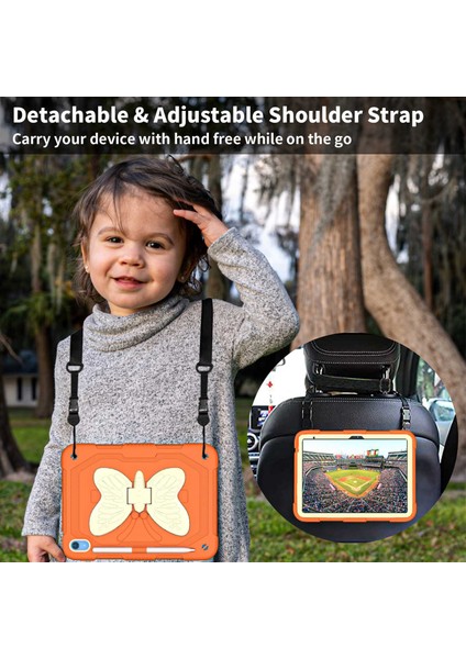 Ipad 10.9 (2022) Çift Renkli Silikon + Pc Tablet Kılıf Kelebek Şekli Kickstand Anti-Drop Koruyucu Kapak Omuz Kayışı (Yurt Dışından) indirimleri