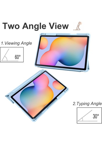 Samsung Galaxy Tab S6 Lite / Tab S6 Lite (2022) Pu Deri Üçlü Stand Kapağı Yumuşak Tpu Şeffaf Akrilik Arka Tablet Kılıfı Otomatik Uyanma / Uyku (Yurt Dışından)