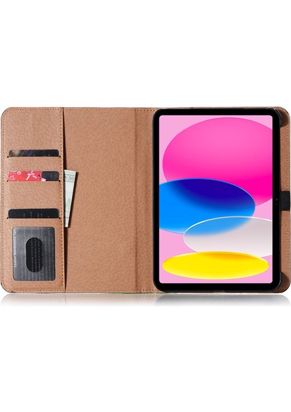 Ipad 10.9 (2022) Için Retro Kitap Folio Flip Tarzı Tablet Pu Pu Deri + Pc Stand Cüzdan Koruyucu Kapak (Yurt Dışından)