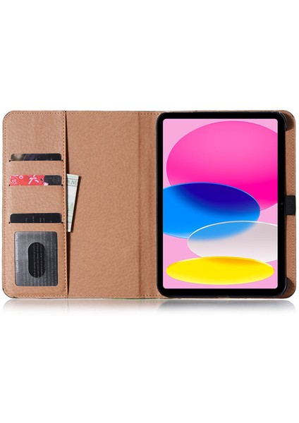 Xfashion Ipad 10.9 (2022) Için Retro Kitap Folio Flip Tarzı Tablet Pu Pu Deri + Pc Stand Cüzdan Koruyucu Kapak (Yurt Dışından)