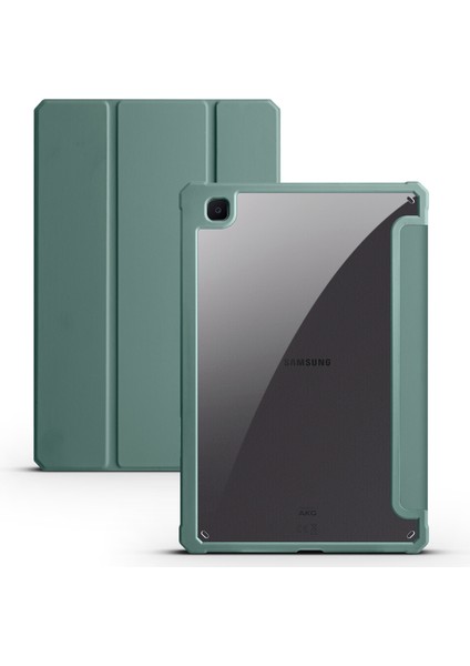 Samsung Galaxy Tab S6 Lite / Tab S6 Lite (2022) Pu Deri Üçlü Stand Kapağı Yumuşak Tpu Şeffaf Akrilik Arka Tablet Kılıfı Otomatik Uyanma / Uyku (Yurt Dışından)
