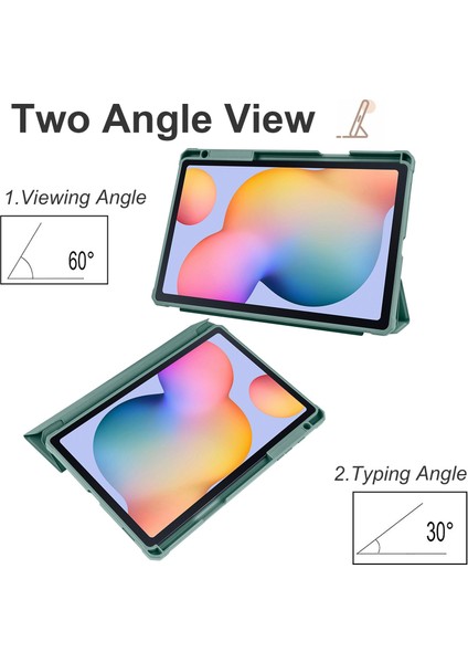 Samsung Galaxy Tab S6 Lite / Tab S6 Lite (2022) Pu Deri Üçlü Stand Kapağı Yumuşak Tpu Şeffaf Akrilik Arka Tablet Kılıfı Otomatik Uyanma / Uyku (Yurt Dışından)