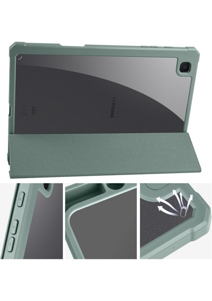 Samsung Galaxy Tab S6 Lite / Tab S6 Lite (2022) Pu Deri Üçlü Stand Kapağı Yumuşak Tpu Şeffaf Akrilik Arka Tablet Kılıfı Otomatik Uyanma / Uyku (Yurt Dışından)