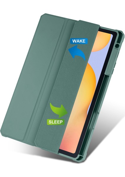 Samsung Galaxy Tab S6 Lite / Tab S6 Lite (2022) Pu Deri Üçlü Stand Kapağı Yumuşak Tpu Şeffaf Akrilik Arka Tablet Kılıfı Otomatik Uyanma / Uyku (Yurt Dışından)