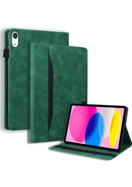 Ipad 10.9 (2022) / Ipad Için 10. Gen Business Folio Stand Pu Deri Cüzdan Otomatik Uyanma / Uyku Tablet Elastik Bant ve Kalem Tutucu (Yurt Dışından)