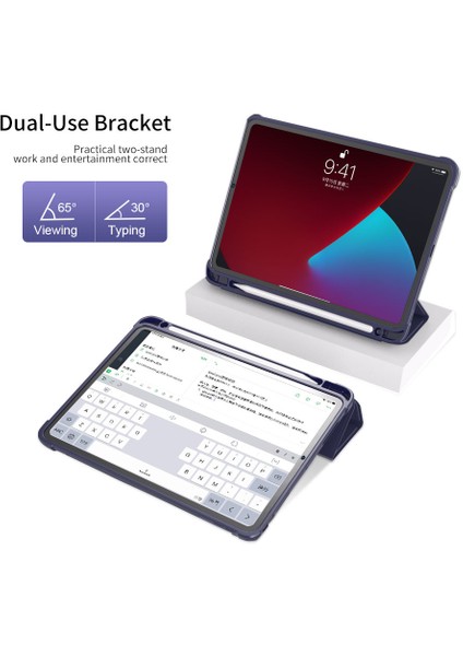 Ipad 10.9 (2022) / Ipad Için 10. Nesil Üçlü Stand Kabuk Kapağı Pu Deri Otomatik Uyanma / Uyku Akıllı Tablet Kılıfı Pen Yuvası Tutucu (Yurt Dışından)