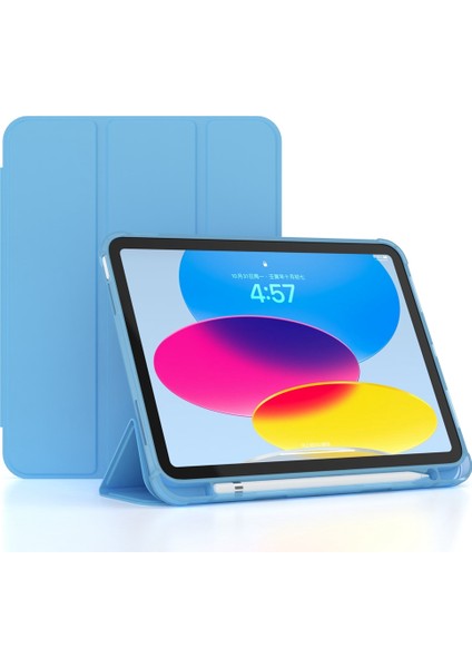 Ipad 10.9 (2022) / Ipad Için 10. Nesil Üçlü Stand Kabuk Kapağı Pu Deri Otomatik Uyanma / Uyku Akıllı Tablet Kılıfı Pen Yuvası Tutucu (Yurt Dışından)