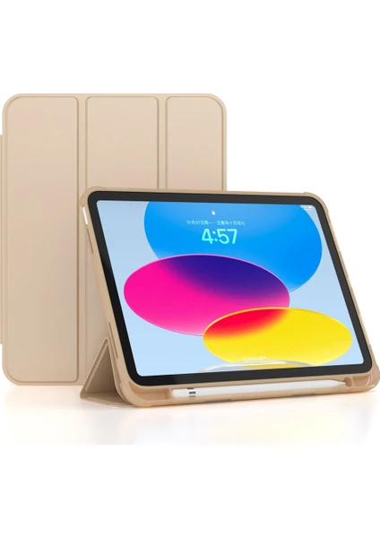 Xfashion Ipad 10.9 (2022) / Ipad Için 10. Nesil Üçlü Stand Kabuk Kapağı Pu Deri Otomatik Uyanma / Uyku Akıllı Tablet Kılıfı Pen Yuvası Tutucu (Yurt Dışından)