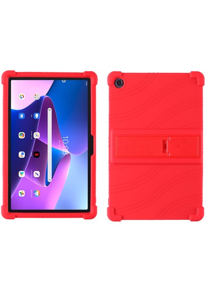 Lenovo Tab M10 Plus (Gen 3) 10.6 "için; 125F / 128 Contası Anti-Collision Yumuşak Silikon Tablet Koruyucu Kılıf Kapağı Ayarlanabilir Pc Kickstand (Yurt Dışından)