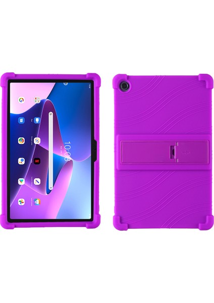 Xfashion Lenovo Tab M10 Plus (Gen 3) 10.6 "için; 125F / 128 Contası Anti-Collision Yumuşak Silikon Tablet Koruyucu Kılıf Kapağı Ayarlanabilir Pc Kickstand (Yurt Dışından)