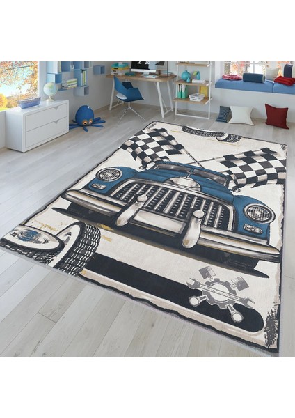 Dijital Baskı Yıkanabilir Kaymaz Taban Çocuk Halısı RVG4062