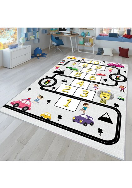 Dijital Baskı Yıkanabilir Kaymaz Taban Çocuk Halısı RVG4064
