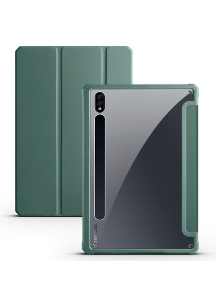 Samsung Galaxy Tab S7 Plus T970 / Tab S7 Fe T730 T736 Üçlü Stand Koruyucu Kılıf Pu Deri + Tpu + Otomatik Uyku / Uyandıran Akrilik Akıllı Kapak (Yurt Dışından)