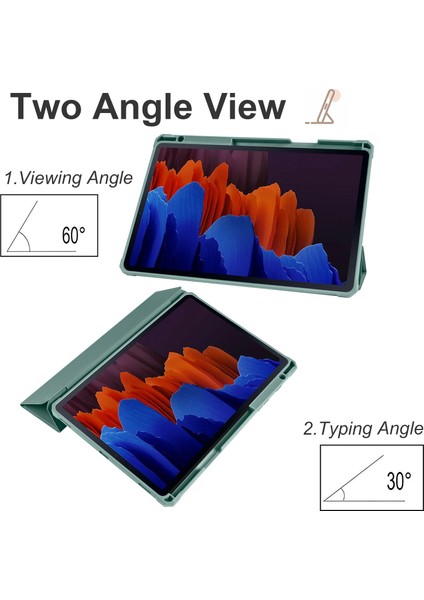 Samsung Galaxy Tab S7 Plus T970 / Tab S7 Fe T730 T736 Üçlü Stand Koruyucu Kılıf Pu Deri + Tpu + Otomatik Uyku / Uyandıran Akrilik Akıllı Kapak (Yurt Dışından)