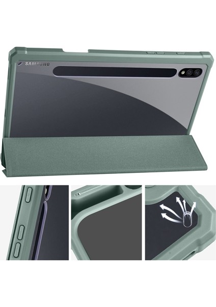 Samsung Galaxy Tab S7 Plus T970 / Tab S7 Fe T730 T736 Üçlü Stand Koruyucu Kılıf Pu Deri + Tpu + Otomatik Uyku / Uyandıran Akrilik Akıllı Kapak (Yurt Dışından)