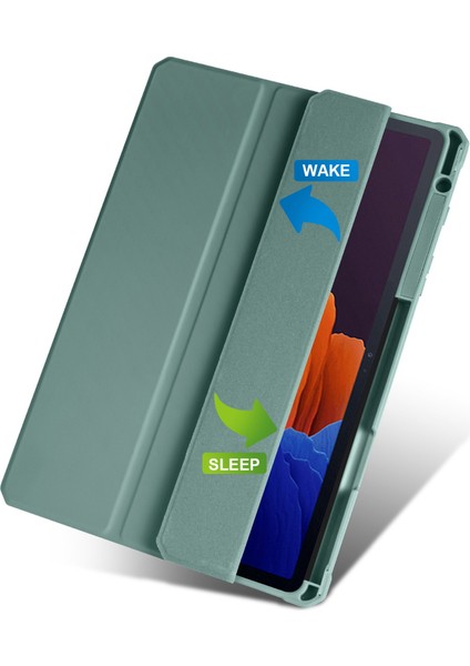 Samsung Galaxy Tab S7 Plus T970 / Tab S7 Fe T730 T736 Üçlü Stand Koruyucu Kılıf Pu Deri + Tpu + Otomatik Uyku / Uyandıran Akrilik Akıllı Kapak (Yurt Dışından)