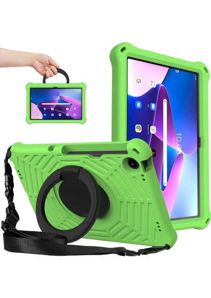 Lenovo Tab M10 Plus (Gen 3) Şok Geçirmez Örümcek Web Doku Tablet Kapak Kickstand El Kavrama Tablet Kılıf Omuz Kayışı (Yurt Dışından)