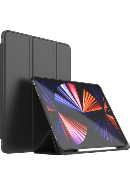 Ipad Pro 11 (2020) / (2021) / (2022) Pu Deri Yumuşak Tpu Kabuğu Üçlü Stand Kapağı Manyetik Flip Oto Uyku / Uyandırma Tablet Kılıfı Kalem Tutucusu (Yurt Dışından)