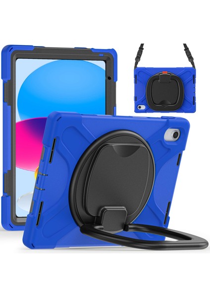 Ipad 10.9 (2022) Için Rotary Kickstand Tablet Koruyucu Kılıf Pc + Silikon Anti-Düşük Arka Kapak Omuz Kayışı Ile (Yurt Dışından) fiyatları