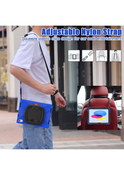 Ipad 10.9 (2022) Için Rotary Kickstand Tablet Koruyucu Kılıf Pc + Silikon Anti-Düşük Arka Kapak Omuz Kayışı Ile (Yurt Dışından) indirimleri