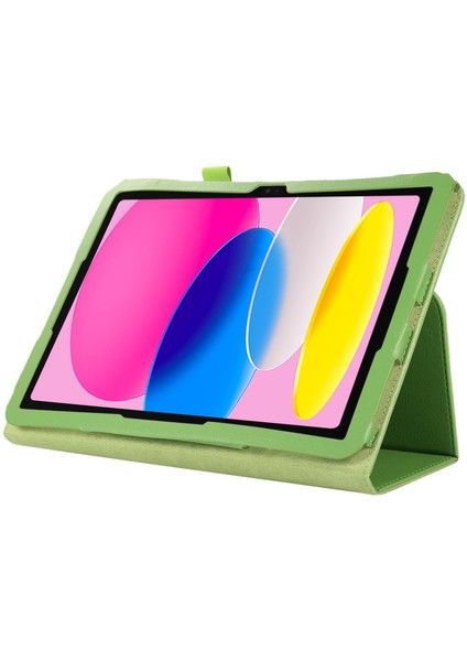 Ipad 10.9 (2022) Için Litchi Doku Pu Deri Kasa, Katlanabilir Stand Otomatik Uyanma / Uyku Koruyucu Tablet Kapak (Yurt Dışından)