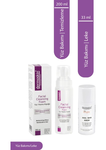 Yüz Temizleme Köpüğü 200 ml + Be Bright Aha Bha Krem 33 ml 2'li Avantaj Paket