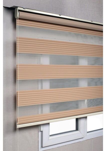 Pileli Kahverengi Zebra Stor Kaliteli Güneşlik Perdeler