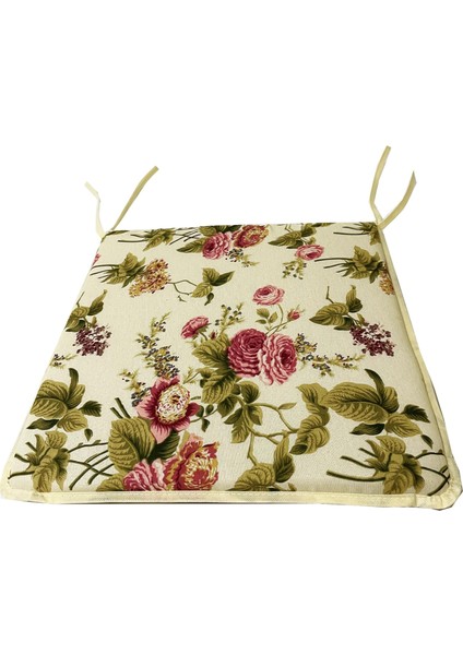 Sandalye Minderi Eko Fermuarlı Süngerli-6 Adet(Ingiliz Gülü)Yıkanabilir
