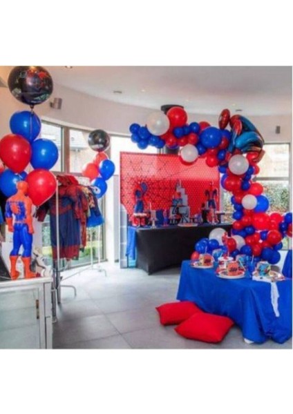 Spiderman Renkleri Kırmızı,mavi,beyaz Balon ve 5 Metre Balon Zinciri 70 Adet